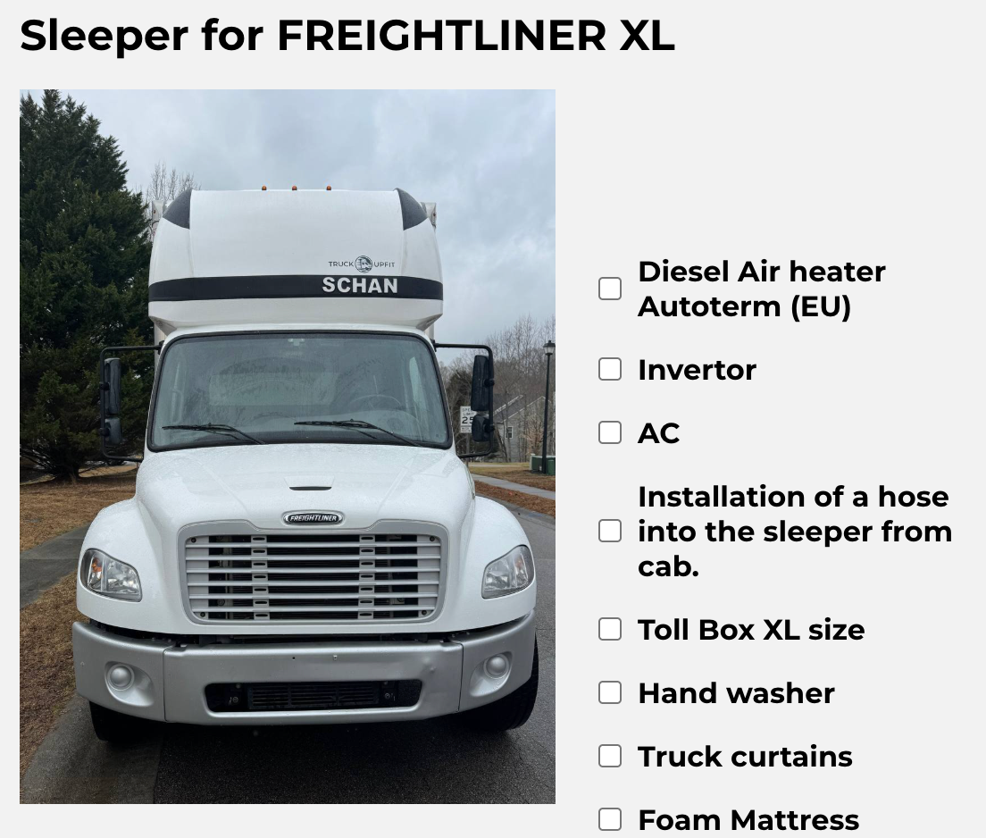 Sleeper for FREIGHTLINER XL size, white