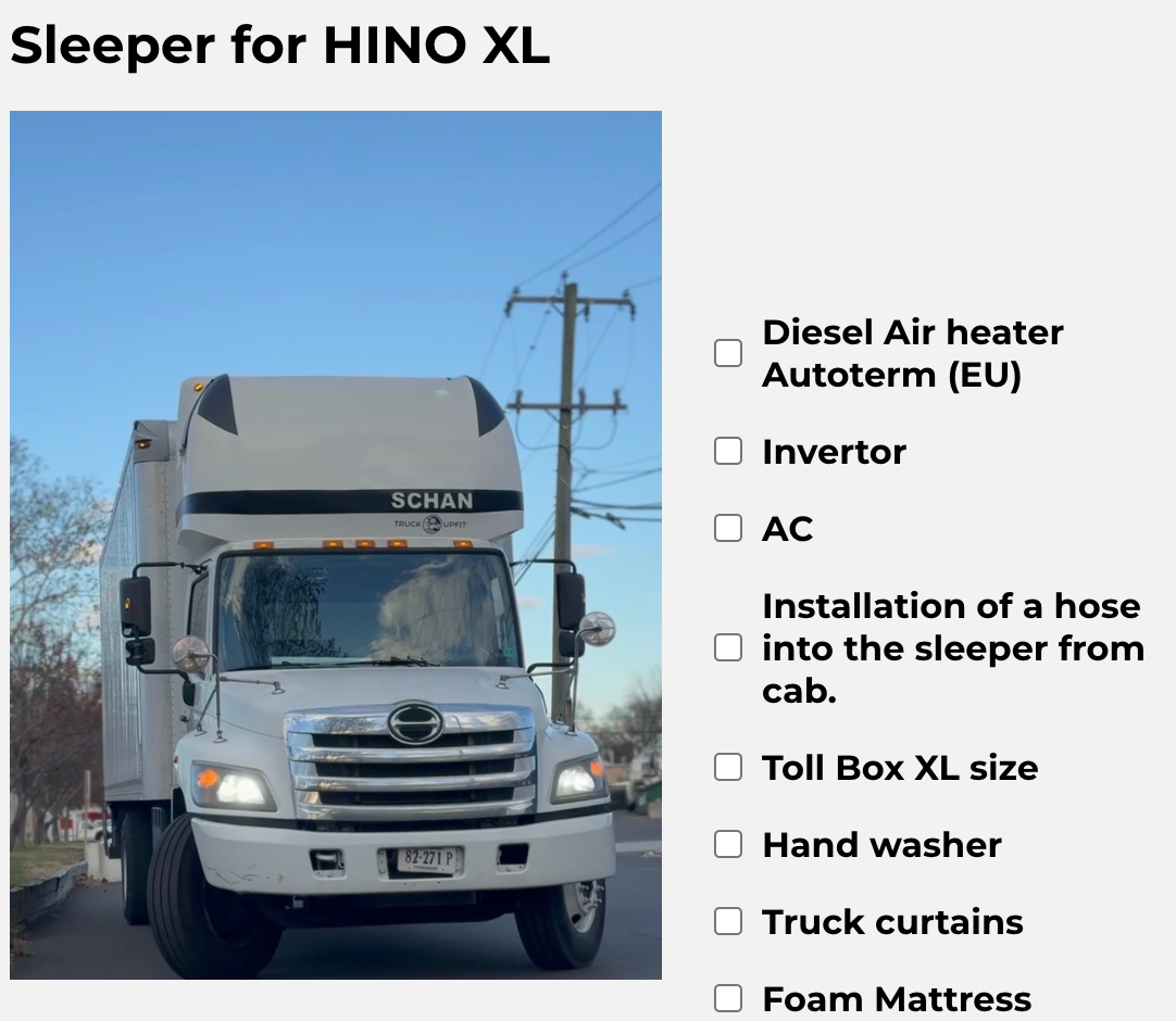 Sleeper for Hino XL size, white